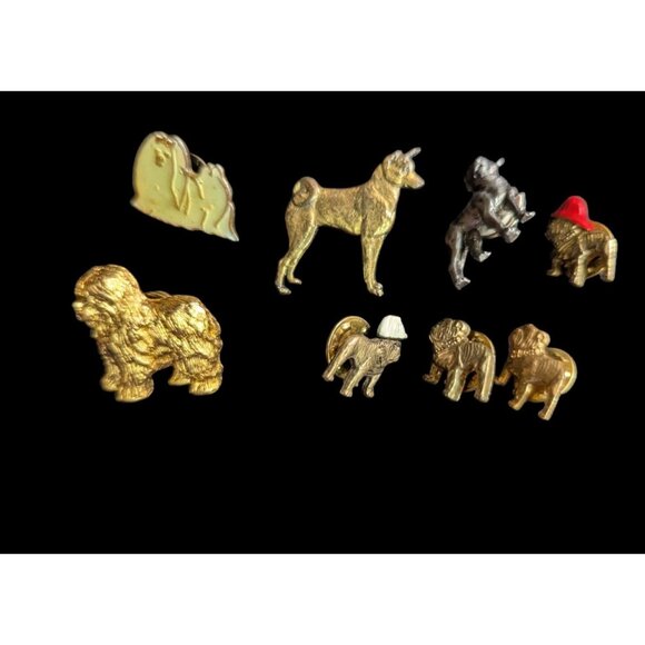 Vintage Dog Lapel Pin Set Metal Collectibles Bulldog Shih Tzu Shepherd Designs - Picture 5 of 6